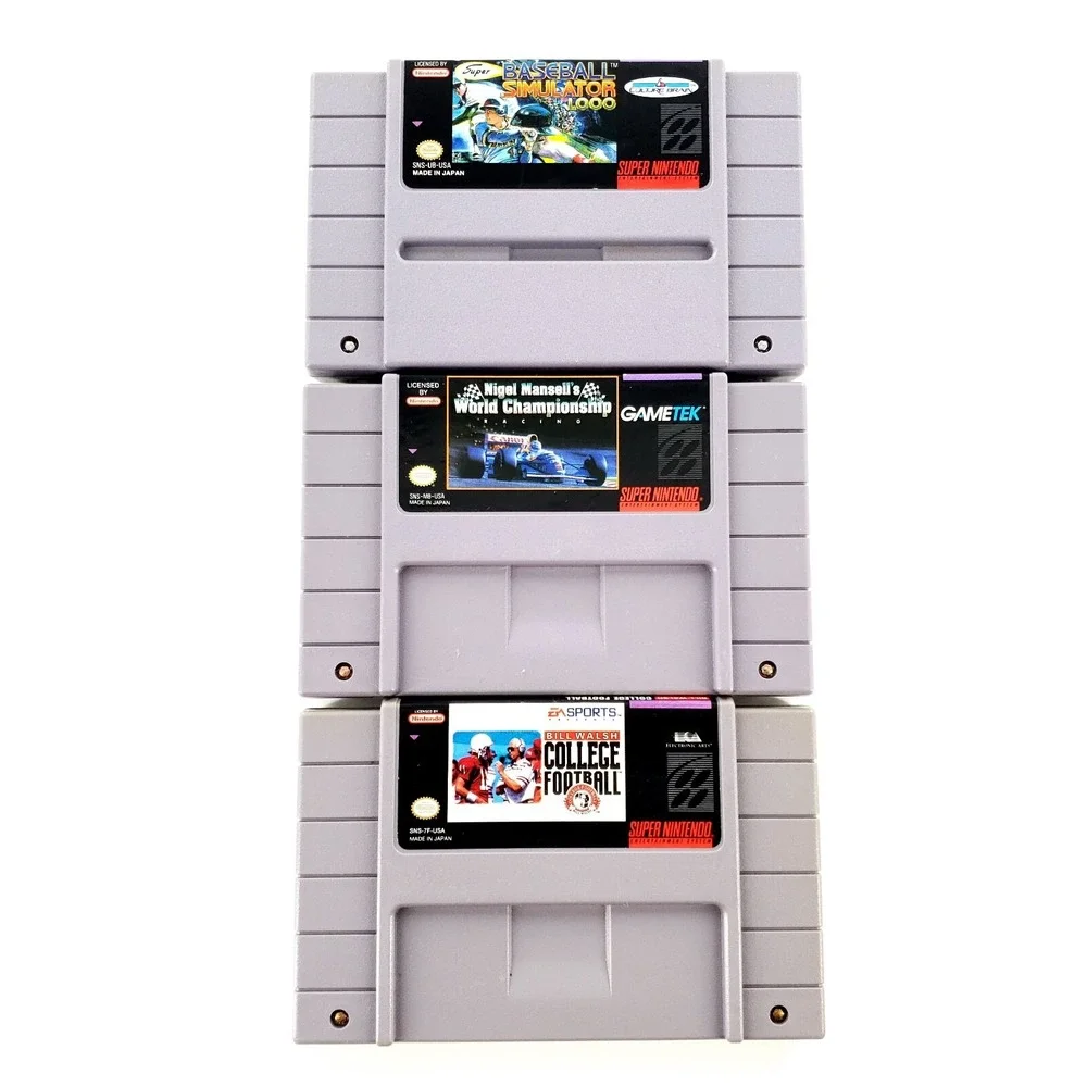 Super Nintendo Games Lot Of 3 Baseball Simulator, Nigel Mansell, College Footbal